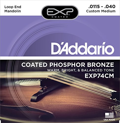 Product Cover D'Addario EXP74CM Coated Phosphor Bronze Mandolin Strings, Custom Medium, 11.5-40