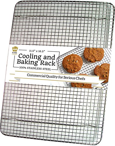 Product Cover Ultra Cuisine 100% Stainless Steel Wire Cooling Rack for Baking fits Half Sheet Pans Cool Cookies, Cakes, Breads - Oven Safe for Cooking, Roasting, Grilling - Heavy Duty Commercial Quality