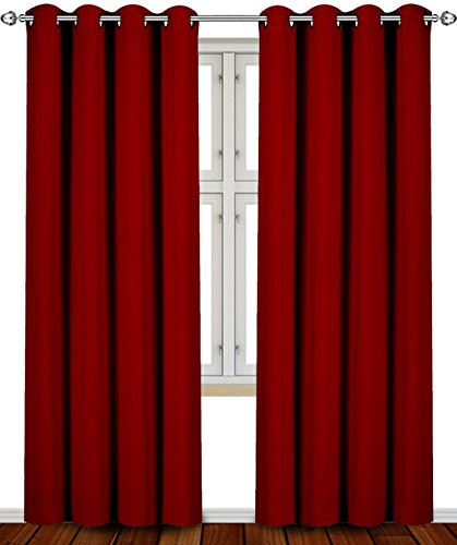 Product Cover Utopia Bedding 2 Panels Grommet Blackout Curtains Thermal Insulated for Bedroom, W52 X L84 Inches, Burgundy