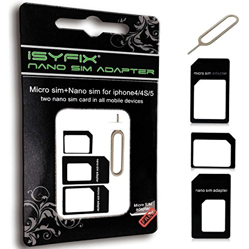 Product Cover iSYFIX SIM Card Adapter Nano Micro - Standard 4 in 1 Converter Kit with Steel Tray Eject Pin