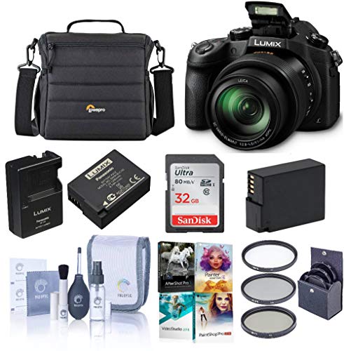Product Cover Panasonic Lumix DMC-FZ1000 Digital Camera - Bundle with 32GB Class 10 SDHC Card, Camera Holster Case, Spare Battery, 62mm Filter Kit, Cleaning Kit, Software Bundle