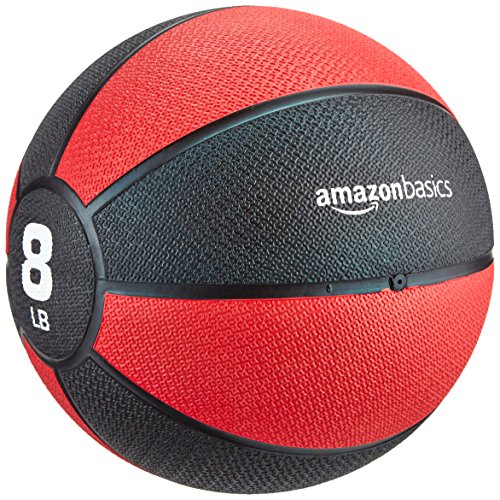 Product Cover AmazonBasics Workout Fitness Exercise Weighted Medicine Ball - 8 Pounds, Red and Black