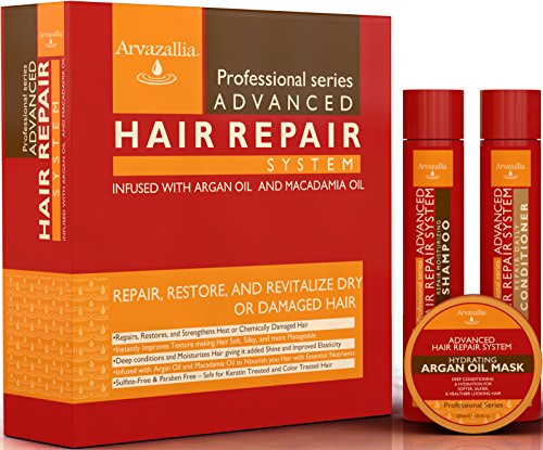 Product Cover Advanced Hair Repair Shampoo and Conditioner Set with Argan Oil and Macadamia Oil by Arvazallia - Sulfate Free Shampoo, Conditioner, and Deep Conditioner Hair Mask System for Dry or Damaged Hair
