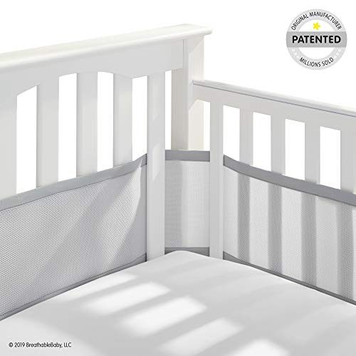 Product Cover BreathableBaby Classic Patented, Safer for Baby, Anti-Bumper, Non-Padded, Breathable Mesh Crib Liner - Gray