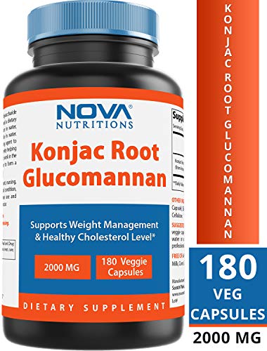 Product Cover Nova Nutritions Konjac Root Glucomannan Capsules 2000 mg/Serving Veggie Caps - Promotes Regularity, Digestive Health & Healthy Weight Management, 180 Count