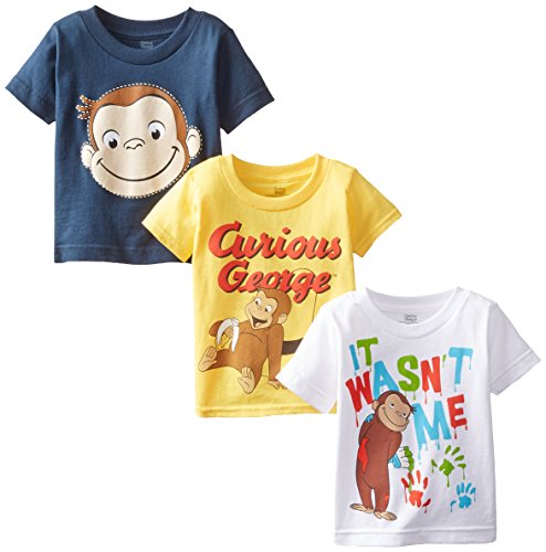 Product Cover Curious George Little Boys' Toddler Boys T-Shirt 3-Pack, Assorted 2, 2T