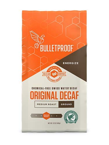 Product Cover Bulletproof Coffee The Original Ground Decaf, Premium Gourmet Medium Roast Organic Beans, Rainforest Alliance Certified, Clean, Upgraded Clean coffee (12 Ounces)