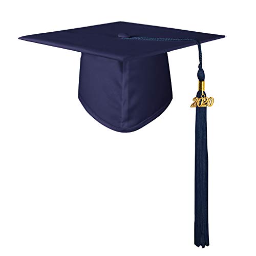 Product Cover GraduationMall Unisex Adult Matte Graduation Cap with 2020 Tassel Navy Blue