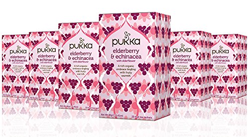 Product Cover Pukka Elderberry & Echinacea, Organic Herbal Fruit Tea (6 Pack, 120 Tea Bags)