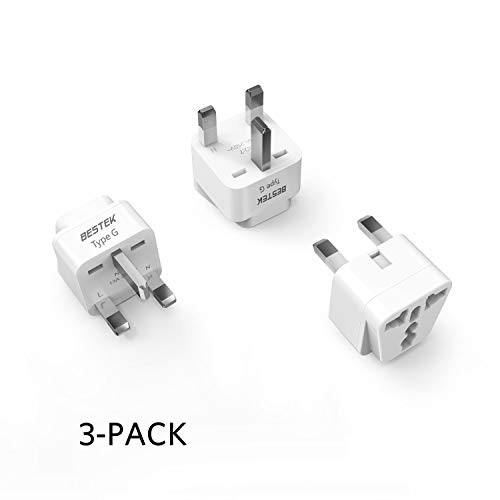 Product Cover BESTEK UK Travel Plug Adapter Set, Grounded Universal Power Plug Adapter for USA to Type G Countries, UK, Ireland, Hong Kong and More-3 Packs