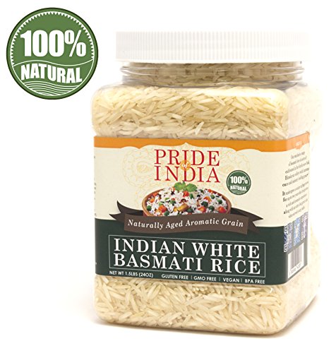 Product Cover Pride Of India - Extra Long Indian Basmati Rice - Naturally Aged Aromatic Grain, 1.5 Pound Jar
