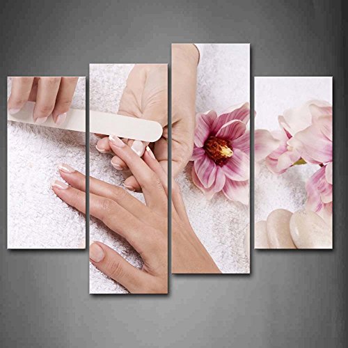 Product Cover Pink Flowers Cabblestones Someone is Nail-Painting Wall Art Painting Pictures Print On Canvas Art The Picture for Home Modern Decoration