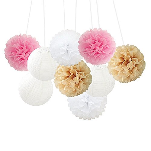 Product Cover Mixed Color Fluffy Tissue Paper Pom Pom Flower Balls Wedding Favors Decorations Packe of 3 PCS