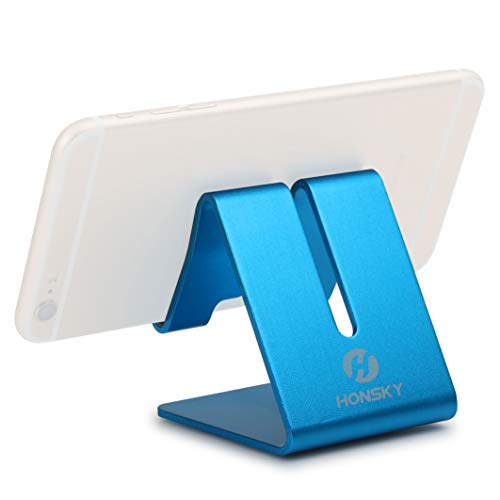 Product Cover Honsky Solid Portable Universal Aluminum Desktop Desk Stand Hands-free Mobile Smart Cell Phone Holder Tablet Display Stand, Cellphone Stand, Smartphone Mount Cradle, Blue