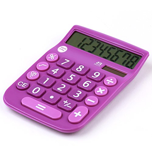 Product Cover Office+Style 8 Digit Dual Powered Desktop Calculator, LCD Display, Purple