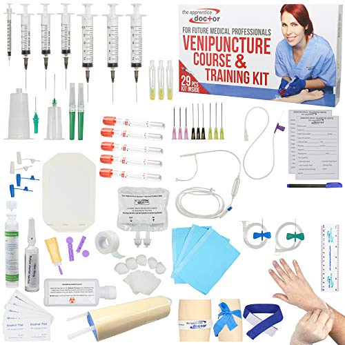 Product Cover IV Practice Kit with Phlebotomy/Venipuncture How-to Guide Designed by Medical Professionals for Students to Practice & Perfect IV, Phlebotomy, Venipuncture Related Skills - The Apprentice Doctor