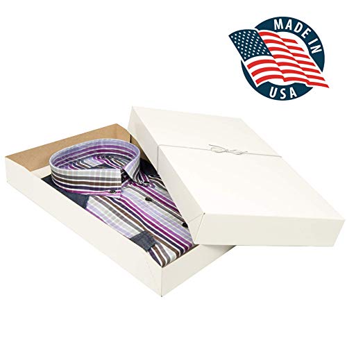 Product Cover Shirt Gift Boxes for Clothes and Gifts. This 10 Pack of White Large Boxes with Lids Includes Tissue Paper and Silver Stretch Loops to Perfectly Wrap Your Gifts in Style.