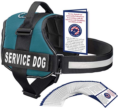 Product Cover Service Dog Vest With Hook and Loop Straps and Handle - Harness is Available in 8 Sizes From XXXS to XXL - Service Dog Harness Features Reflective Patch and Comfortable Mesh Design (Teal, Medium)