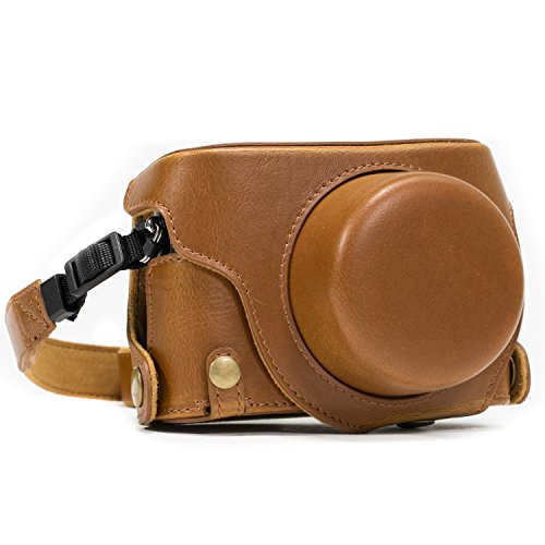Product Cover MegaGear Ever Ready Protective Leather Camera Case, Bag for Panasonic LUMIX LX100, DMC-LX100 Camera (Light Brown)