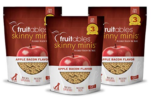 Product Cover Fruitables Skinny Minis 12 Ounce Apple Bacon Low Calorie Soft and Chewy Training Treat Pack of 3