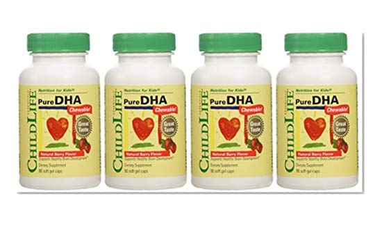 Product Cover ChildLife Essentials - Pure DHA Soft Gel Capsules for Infants, Babys, Kids, Toddlers, Children, and Teens - 4 Pack of 90 Count Bottles