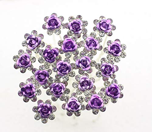 Product Cover Newstarfactory Rose U-sharped Design Collection Metal Hair Pins Pack of 20 with Exclusive Gift (Purple)