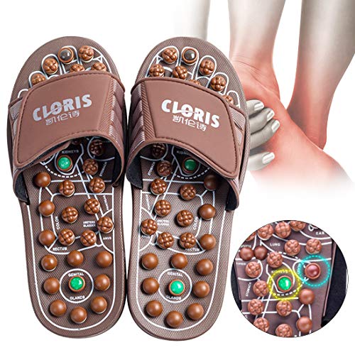 Product Cover CLORIS 2019 Foot Massagers Acupressure Massage Slippers, Powerful Natural Stone Foot Massage Shoes Acupoint Massage Slippers Shoes for Men Women (Men Size 6-8, Women Size 7-9)