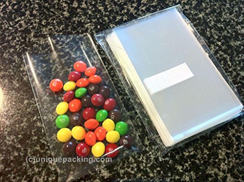 Product Cover UNIQUEPACKING 100 Pcs 3x5 (O) Clear Flat Cello / Cellophane Bags Good for Candies Cookie Treat