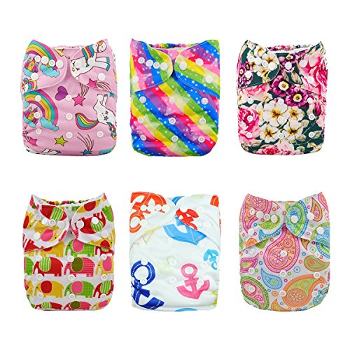 Product Cover ALVABABY Baby Cloth Diapers One Size Adjustable Washable Reusable for Baby Girls and Boys 6 Pack with 12 Inserts 6DM18