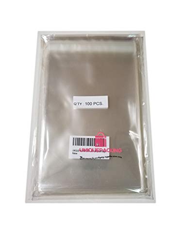 Product Cover UNIQUEPACKING 100 Pcs 4 5/8 X 5 3/4 Clear A2+ Card Resealable Cello/Cellophane Bags (Fit One A2 Size Card w/Envelope)