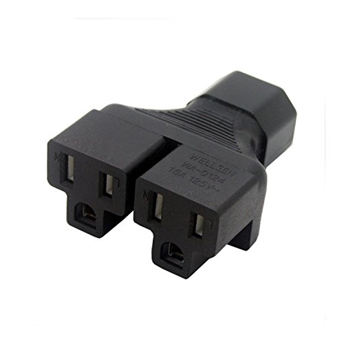 Product Cover IEC C14 to 2 x Nema 5-15R Power Adapter Splitter C14 to 2 x US 3pin Socket /Plug