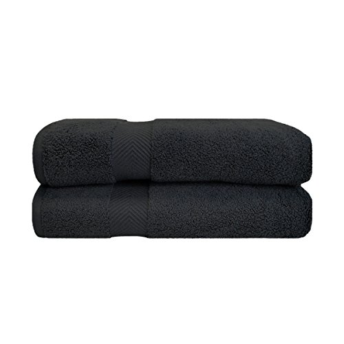 Product Cover Superior Zero Twist 100% Cotton Towels, Super Soft, Fluffy, and Absorbent, Premium Quality Oversized Bath Sheet, Set of 2, Set, Black