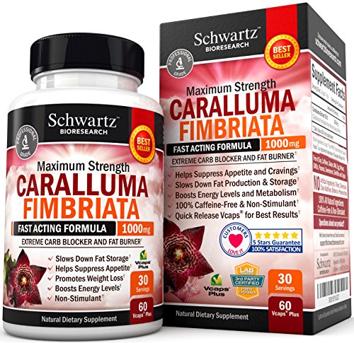 Product Cover Appetite Suppressant Pure Caralluma Fimbriata Extract 1000mg All Natural Weight Loss Pills to get Slim Fast - Extreme Carb Blocker and Fat Burner to Lose Weight Easily (60 Capsules) Made in USA