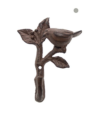Product Cover Bird On A Branch Single Wall Hook/Hanger - Metal, Heavy Duty, Rustic, Vintage, Recycled, Decorative Gift Idea - 4.75x1.8x6