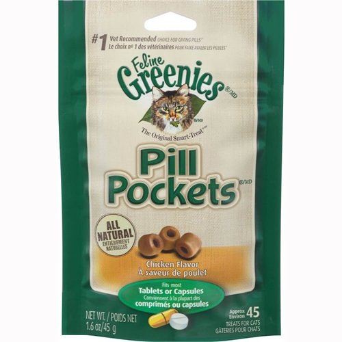 Product Cover Greenies 3 Pack of Feline Chicken Flavored Pill Pockets, 1.6 Ounces Per Pack