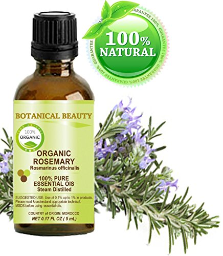 Product Cover Organic ROSEMARY Essential Oil. 100% Pure Therapeutic Grade, Premium Quality, Undiluted, Steam Distilled. 0.17 Fl.oz.- 5 ml. by Botanical Beauty.