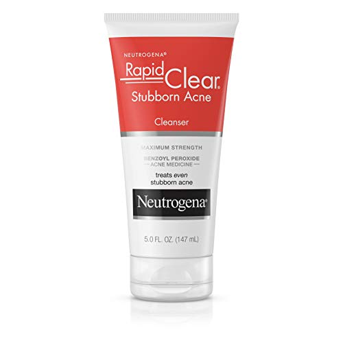 Product Cover Neutrogena Rapid Clear Stubborn Acne Face Wash with 10% Benzoyl Peroxide Acne Treatment Medicine, Daily Facial Cleanser to Reduce Size and Redness of Acne, Benzoyl Peroxide Acne Face Wash, 5 Fl Oz