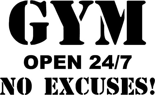 Product Cover CreativeSignsnDesigns Gym Open 24/7 No Excuses! - Vinyl Wall/Door Decal (Black, 22