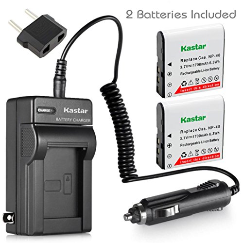 Product Cover Kastar 2X Battery + Charger for Casio NP-40 & Casio Exilim EX-Z1000 EX-Z1050 EX-Z1080 EX-Z1200 EX-Z200 EX-Z30 EX-Z300 EX-Z40 EX-Z450 EX-Z50 EX-Z500 EX-Z55 EX-Z57 PRO EX-Z600 EX-Z700 EX-Z750 EX-Z850