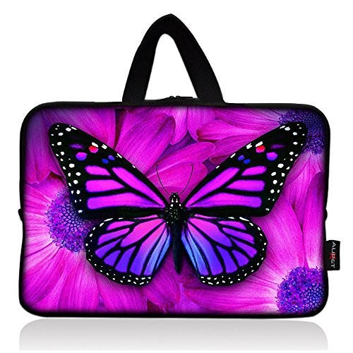 Product Cover AUPET Purple Butterfly Universal 7 ~ 8 inch Tablet Portable Neoprene Zipper Carrying Sleeve Case Bag