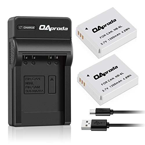 Product Cover OAproda 2 Pack NB-6L/ NB-6LH Battery and Ultra Slim Micro USB Charger for Canon PowerShot SX530 HS, SX710 HS, SX700 HS, SX610 HS, SX600 HS, SX540 HS, SX510 HS, SX500 is, SX280 HS, SX270 HS, D30, S90