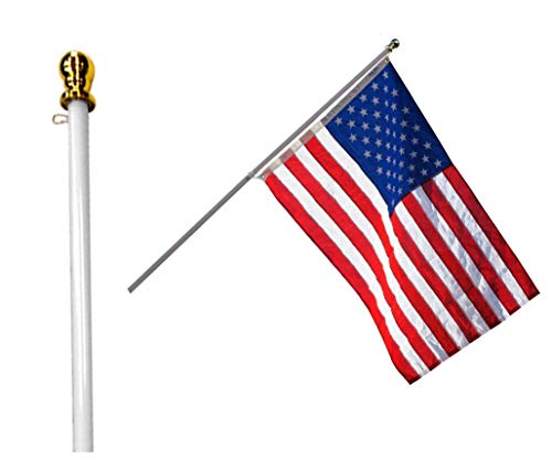Product Cover Grace Alley Flag Pole: 6 Foot Tangle Free Spinning Flag Pole. Residential or Commercial Flag Pole. Wind Resistant/Rust Free. (White)