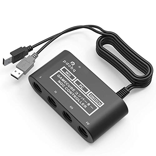 Product Cover Gamecube Controller Adapter. Super Smash Bros Gamecube Adapter for Wii u, Pc, Switch. No Driver Need and Easy to Use. 4 Port Black Gamecube Adapter(Improved Version)