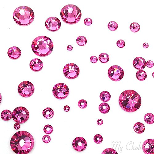 Product Cover ROSE (209) pink 144 pcs Swarovski 2058/2088 Crystal Flatbacks pink rhinestones nail art mixed with Sizes ss5, ss7, ss9, ss12, ss16, ss20, ss30