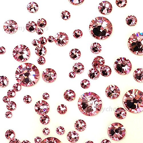 Product Cover LIGHT ROSE (223) pink 144 pcs Swarovski 2058/2088 Crystal Flatbacks pink rhinestones nail art mixed with Sizes ss5, ss7, ss9, ss12, ss16, ss20, ss30
