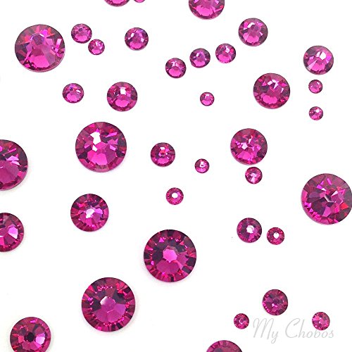 Product Cover FUCHSIA (502) hot pink 144 pcs Swarovski 2058/2088 Crystal Flatbacks rose pink rhinestones nail art mixed with Sizes ss5, ss7, ss9, ss12, ss16, ss20, ss30