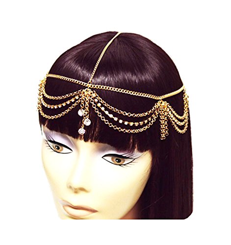 Product Cover Gold Tone Womens Rhinestone Accent Draped Head Chain Jewelry IHC1030G