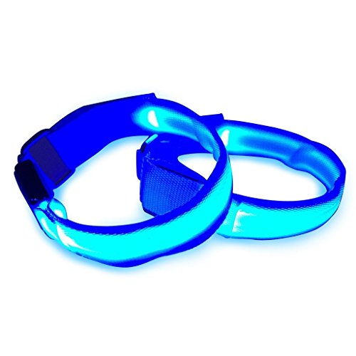 Product Cover LED Sports Safety Armband - Safety and Visibility for Running, Cycling or Walking at Night - Flashing or Steady Light - Set of 2 Blue