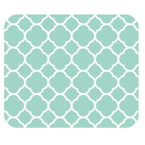 Product Cover Non-Skid Natural Rubber Back Mint Quatrefoil Pattern Teal Turquoise Design Soft Mouse Pad Gaming Mousepad