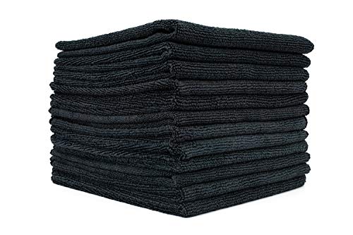 Product Cover (12-Pack) 16 in. x 16 in. Commercial Grade All-Purpose Microfiber Highly Absorbent, LINT-Free, Streak-Free Cleaning Towels - THE RAG COMPANY (Black)